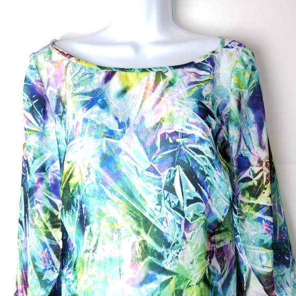 NWT Milly Watercolor Bat Wing Top Size 6 Scoop Neck Retail $275 - Picture 2 of 10